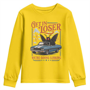 Funny Mothman Youth Sweatshirt Get In Loser We Are Going Lurking Cryptid Lover
