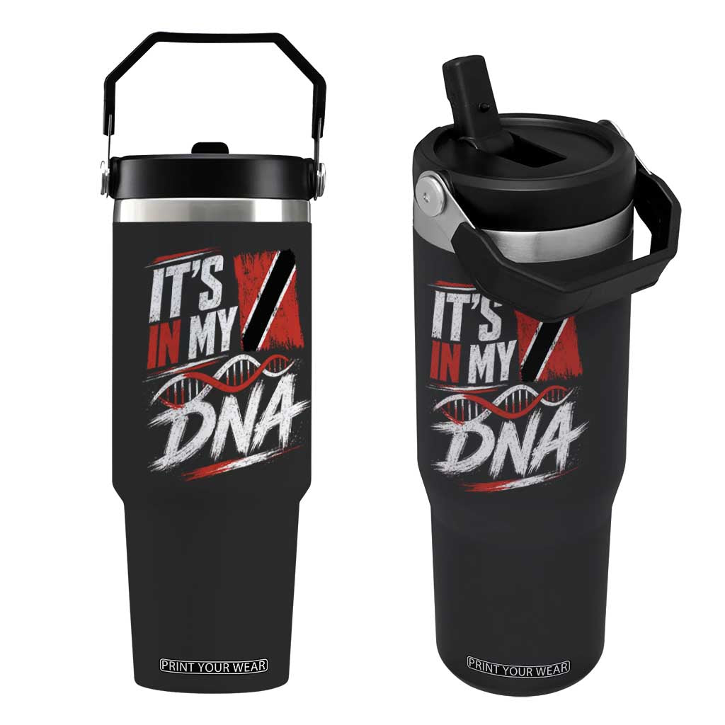 It Is in My DNA Trinidad and Tobago Flip Straw Tumbler Trinidadian Flag Roots TS11 One Size: 30 oz Black Print Your Wear