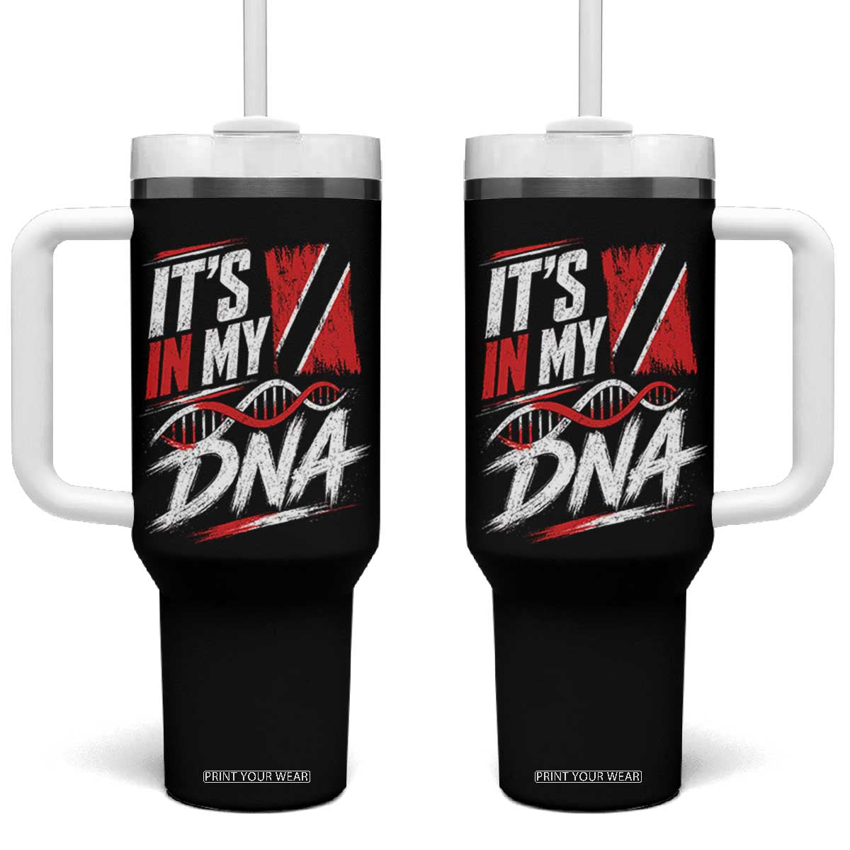 It Is in My DNA Trinidad and Tobago Tumbler With Handle Trinidadian Flag Roots TS11 One Size: 40 oz Black Print Your Wear