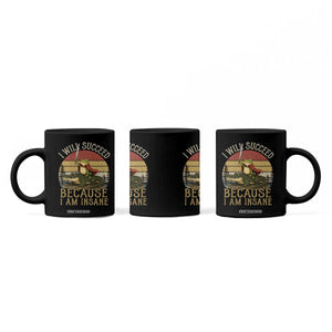 I Will Succeed Because I Am Insane Funny Frog Riding Alligator Coffee Mug