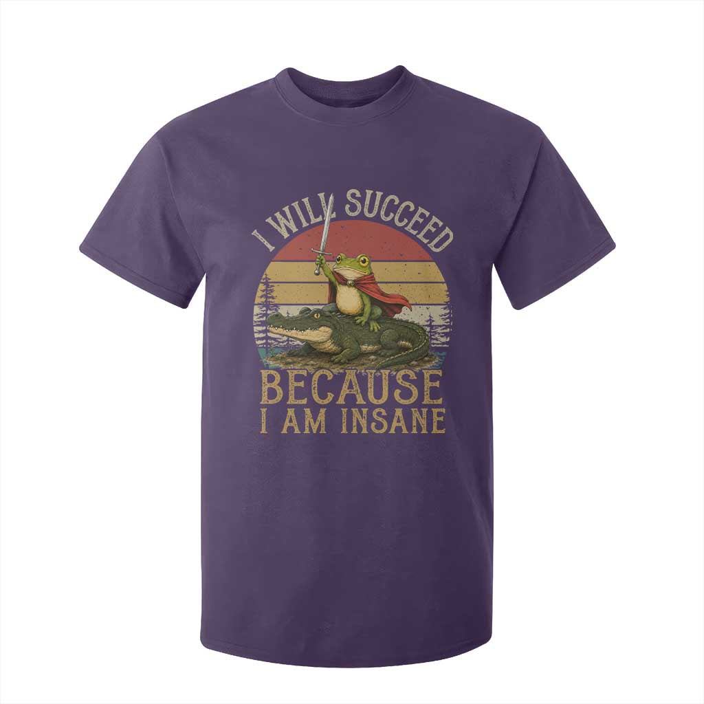 I Will Succeed Because I Am Insane Funny Frog Riding Alligator T Shirt For Kid