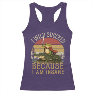 I Will Succeed Because I Am Insane Funny Frog Riding Alligator Racerback Tank Top