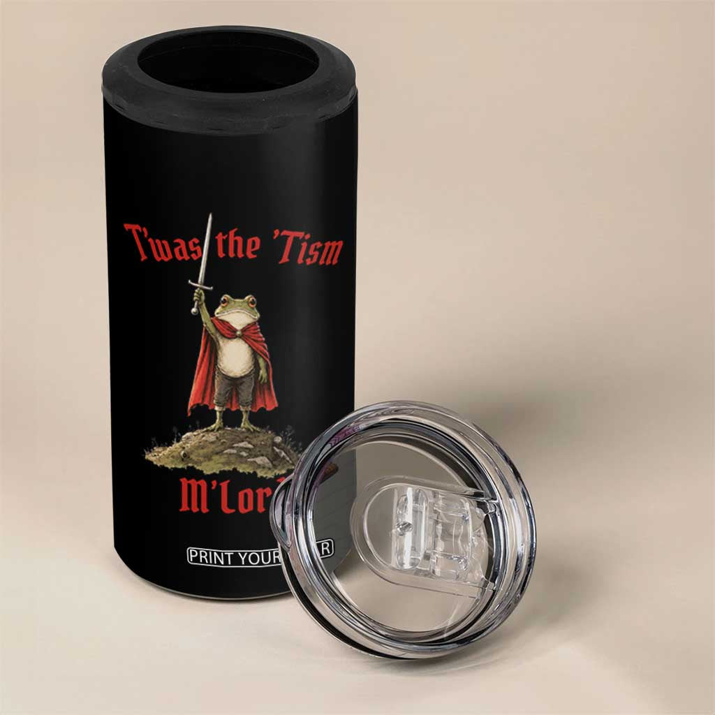 Funny Twas The Tism M Lord Medieval Knight Frog 4 in 1 Can Cooler Tumbler