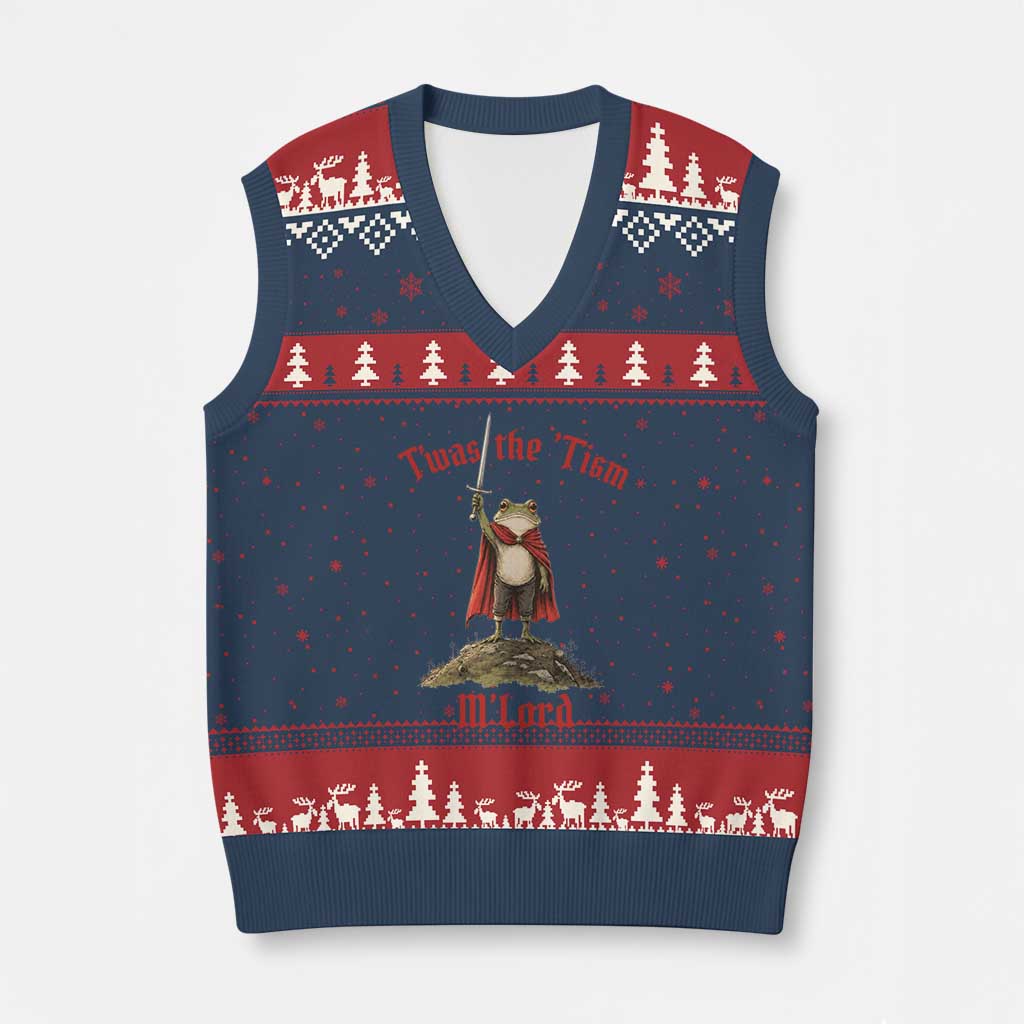 Funny Twas The Tism M Lord Medieval Knight Frog V-Neck Knit Sweater Vest TS11 Navy Red Print Your Wear