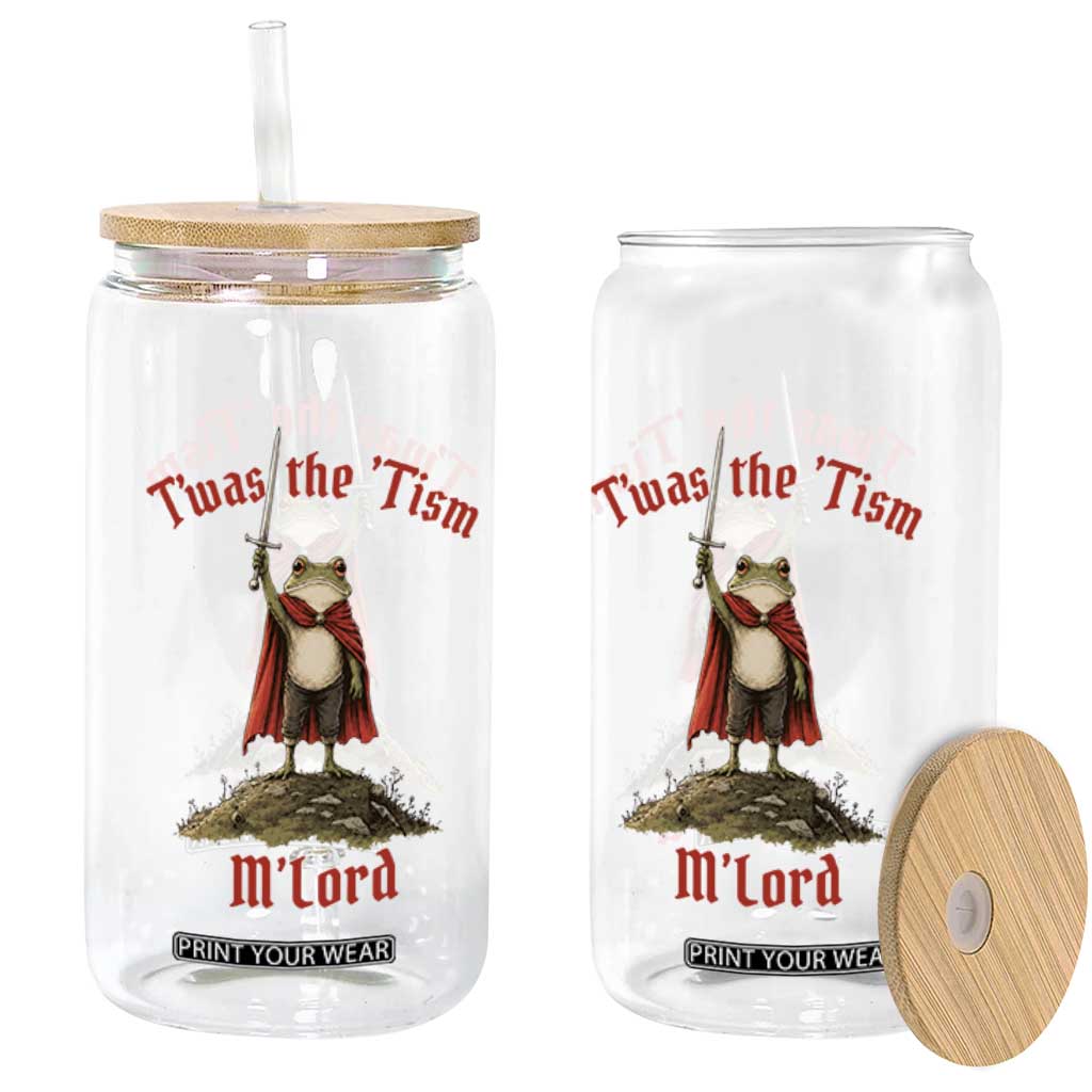 Funny Twas The Tism M Lord Medieval Knight Frog Glass Can