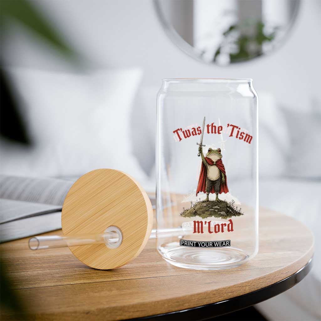 Funny Twas The Tism M Lord Medieval Knight Frog Glass Can