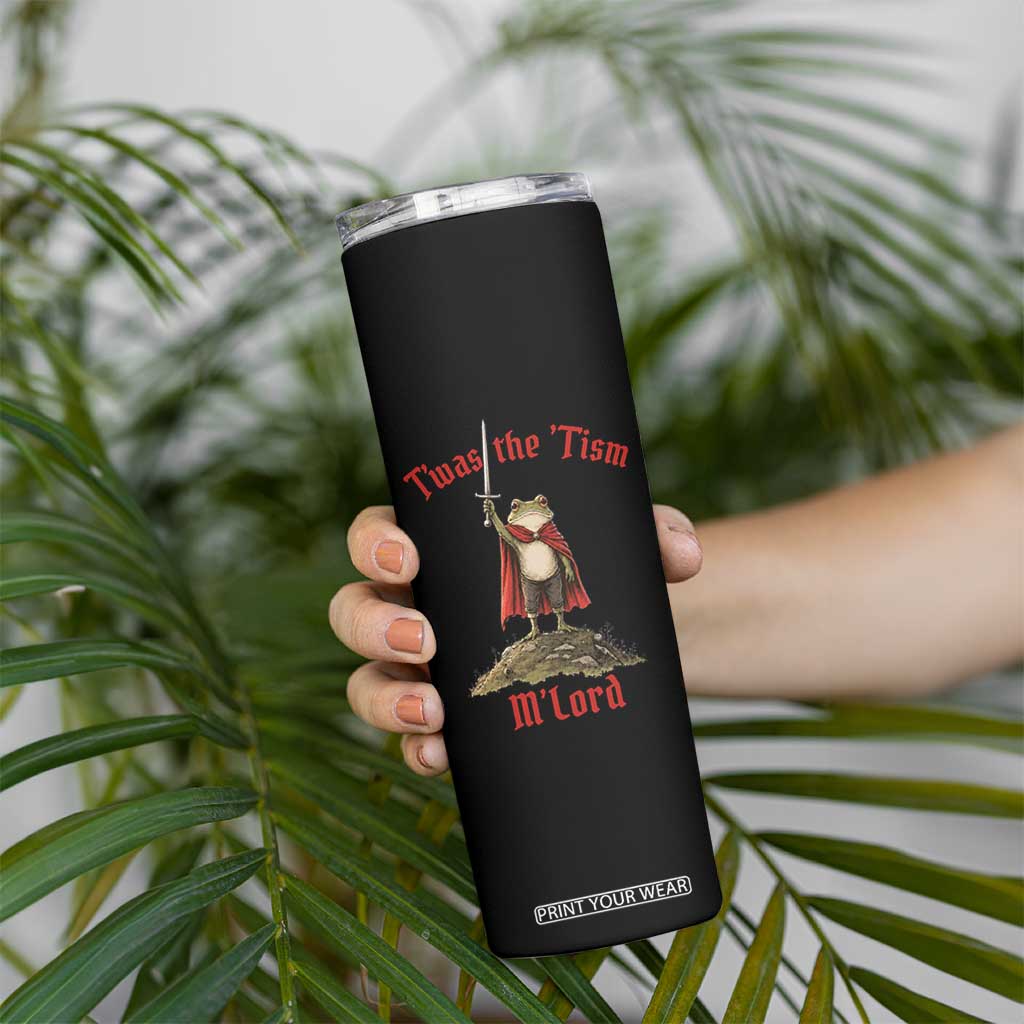 Funny Twas The Tism M Lord Medieval Knight Frog Skinny Tumbler