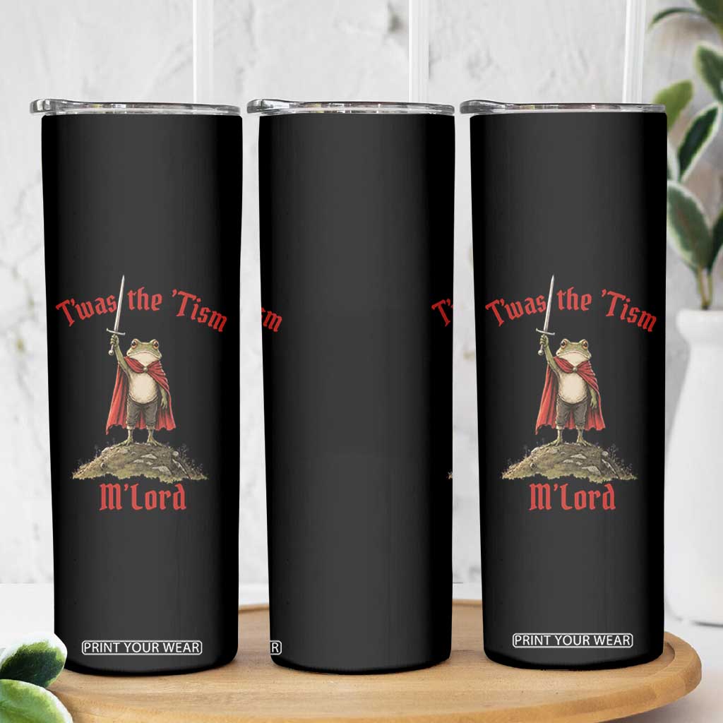 Funny Twas The Tism M Lord Medieval Knight Frog Skinny Tumbler
