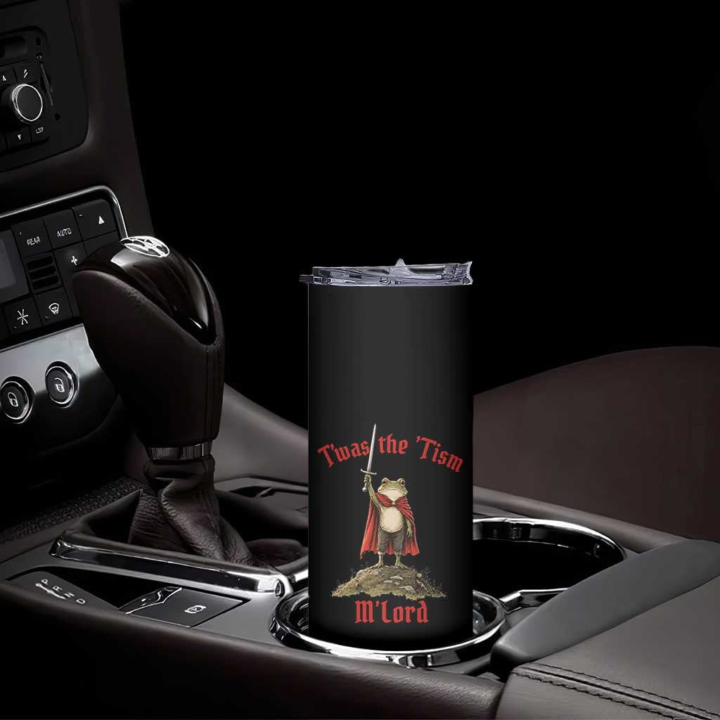 Funny Twas The Tism M Lord Medieval Knight Frog Skinny Tumbler