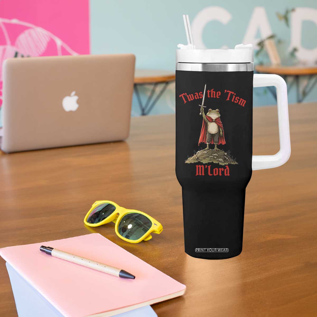 Funny Twas The Tism M Lord Medieval Knight Frog Tumbler With Handle