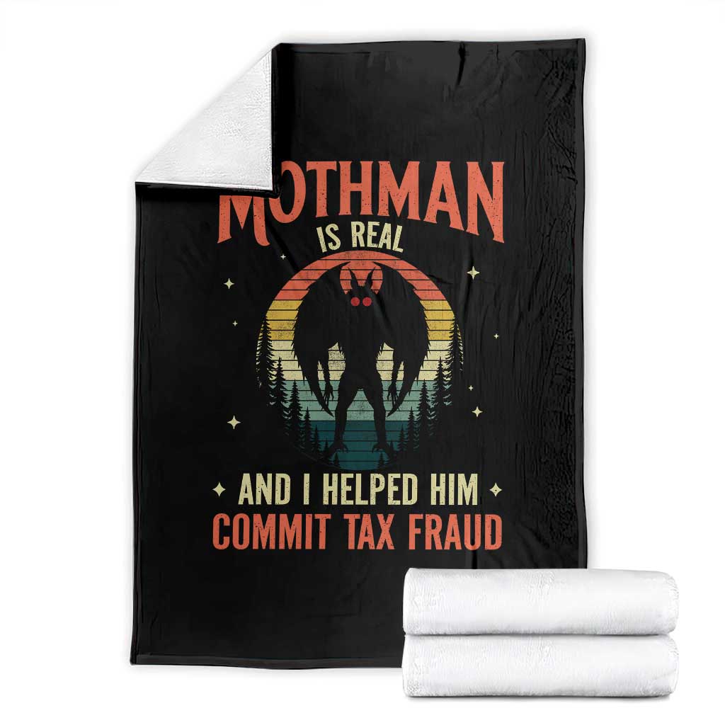 Funny Mothman Is Real And I Helped Him Commit Tax Fraud Throw Blanket Retro Cryptid Cryptozoology TS11 Black Print Your Wear