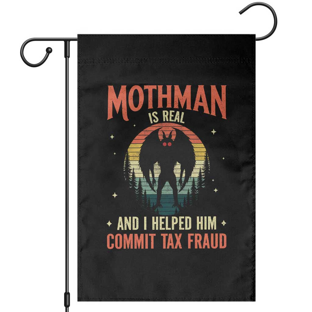 Funny Mothman Is Real And I Helped Him Commit Tax Fraud Garden Flag Retro Cryptid Cryptozoology TS11 Black Print Your Wear