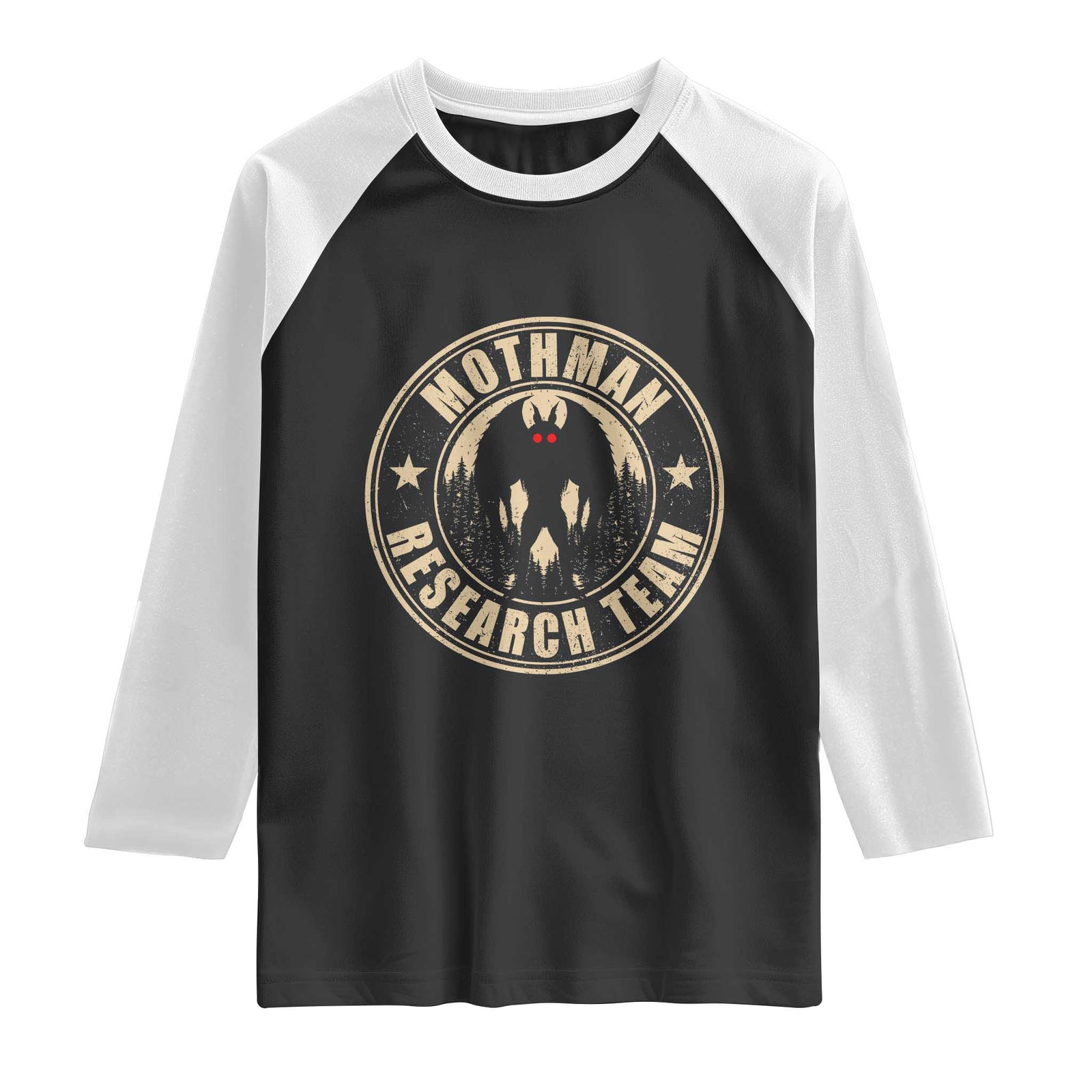 Funny Mothman Research Team Raglan Shirt Cryptozoology Cryptid Hunting TS11 Black White Print Your Wear