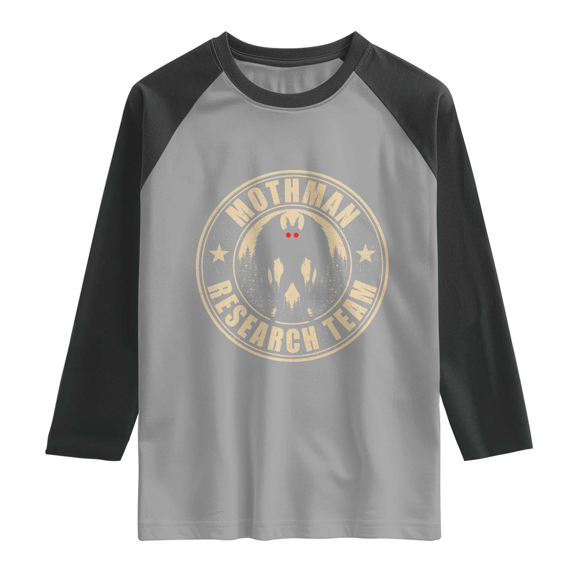 Funny Mothman Research Team Raglan Shirt Cryptozoology Cryptid Hunting