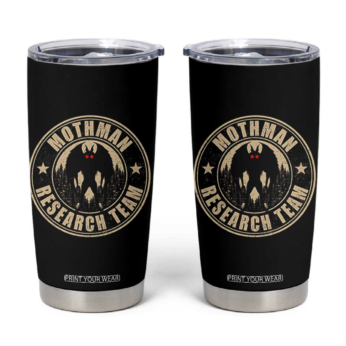 Funny Mothman Research Team Tumbler Cup Cryptozoology Cryptid Hunting TS11 Black Print Your Wear