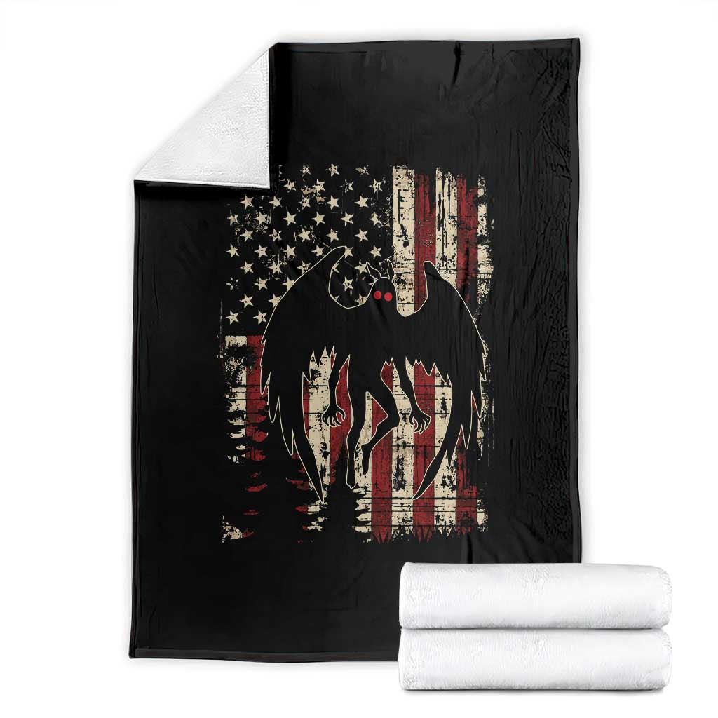 Mothman American Flag Patriotic Cryptid Creature Throw Blanket TS11 Black Print Your Wear