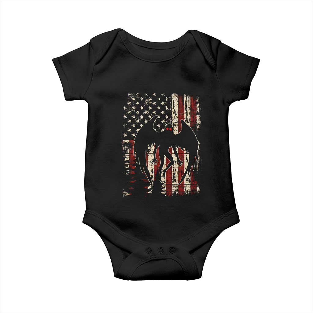 Mothman American Flag Patriotic Cryptid Creature Baby Onesie TS11 Black Print Your Wear