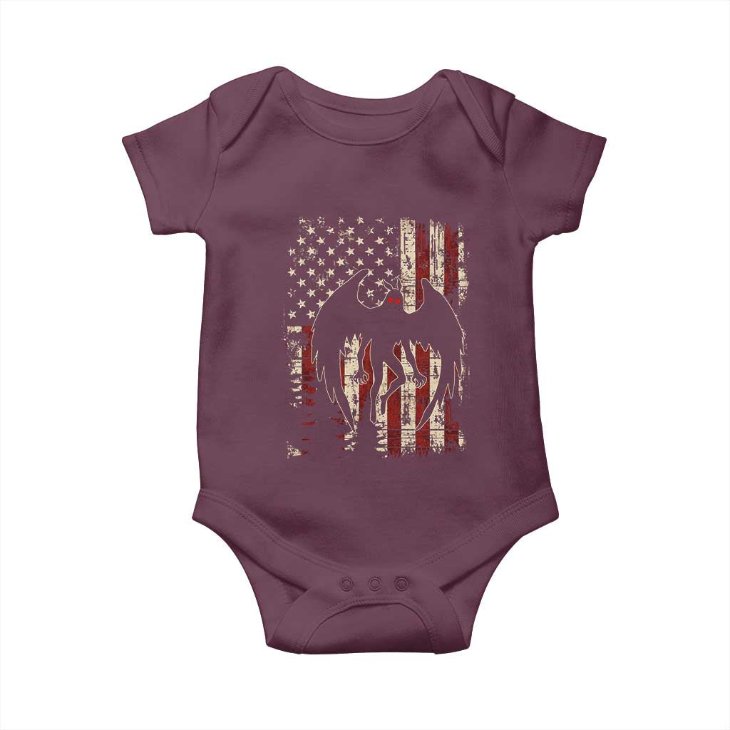 Mothman American Flag Patriotic Cryptid Creature Baby Onesie TS11 Maroon Print Your Wear
