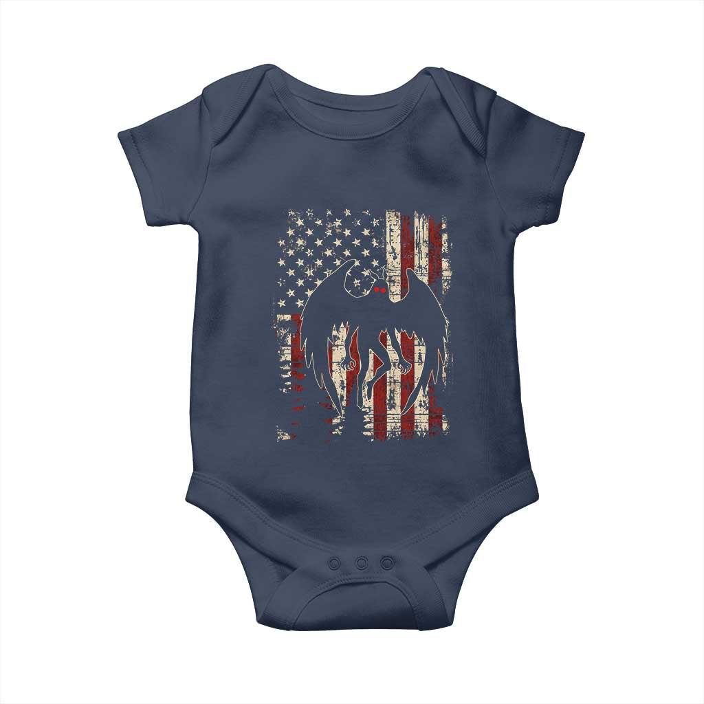 Mothman American Flag Patriotic Cryptid Creature Baby Onesie TS11 Navy Print Your Wear