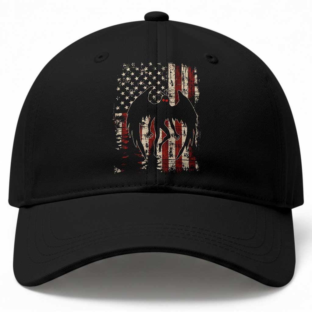 Mothman American Flag Patriotic Cryptid Creature Baseball Cap TS11 Print Your Wear