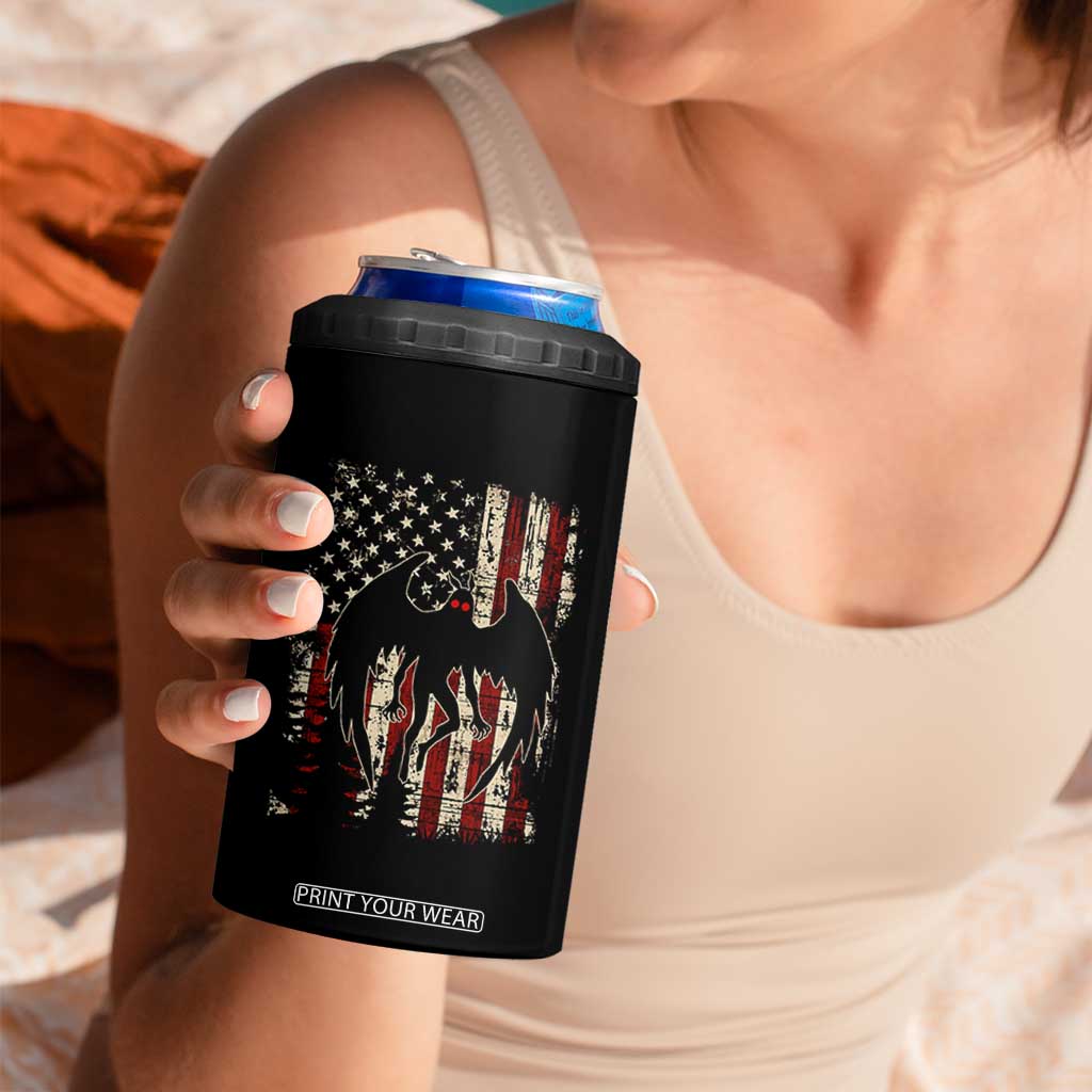 Mothman American Flag Patriotic Cryptid Creature 4 in 1 Can Cooler Tumbler