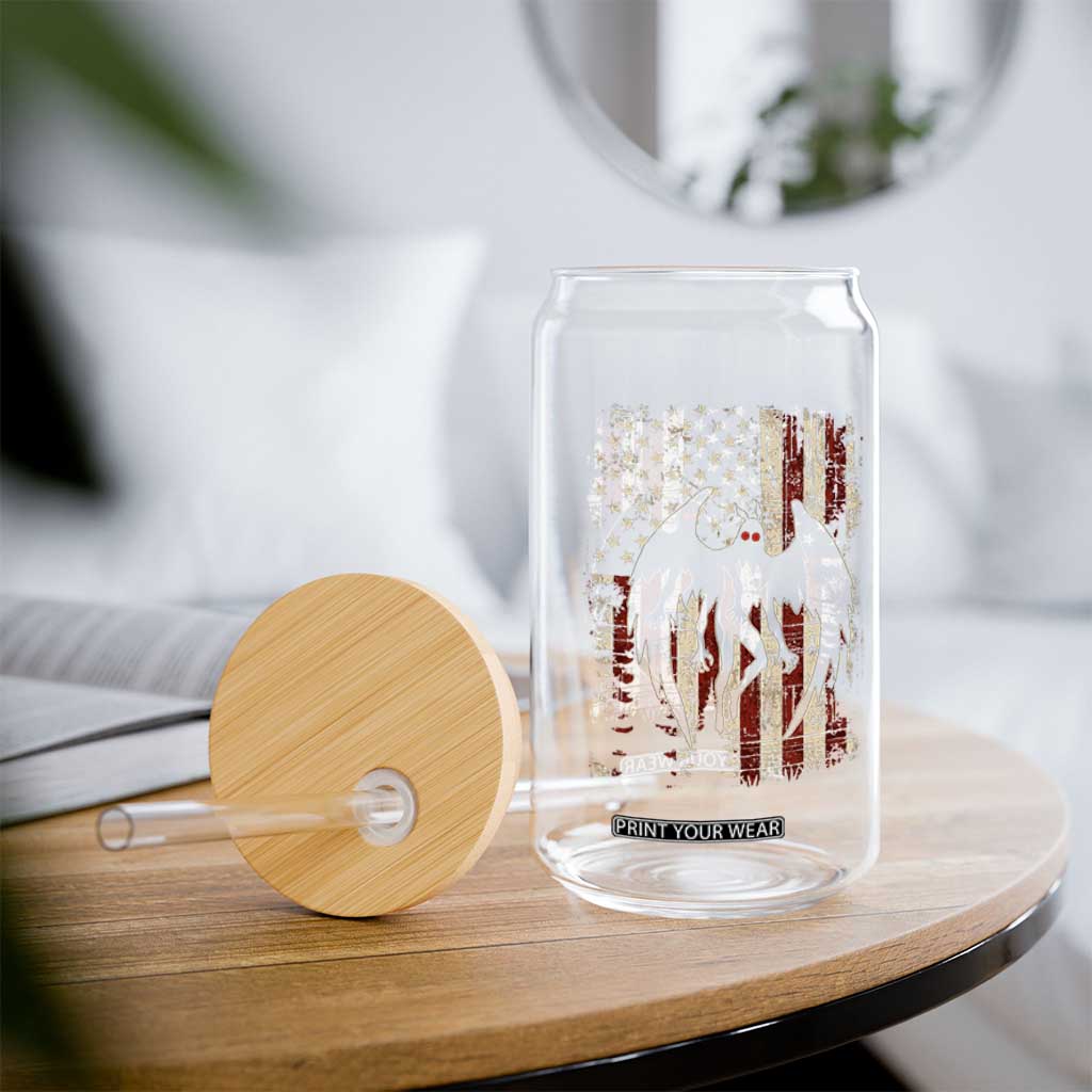 Mothman American Flag Patriotic Cryptid Creature Glass Can