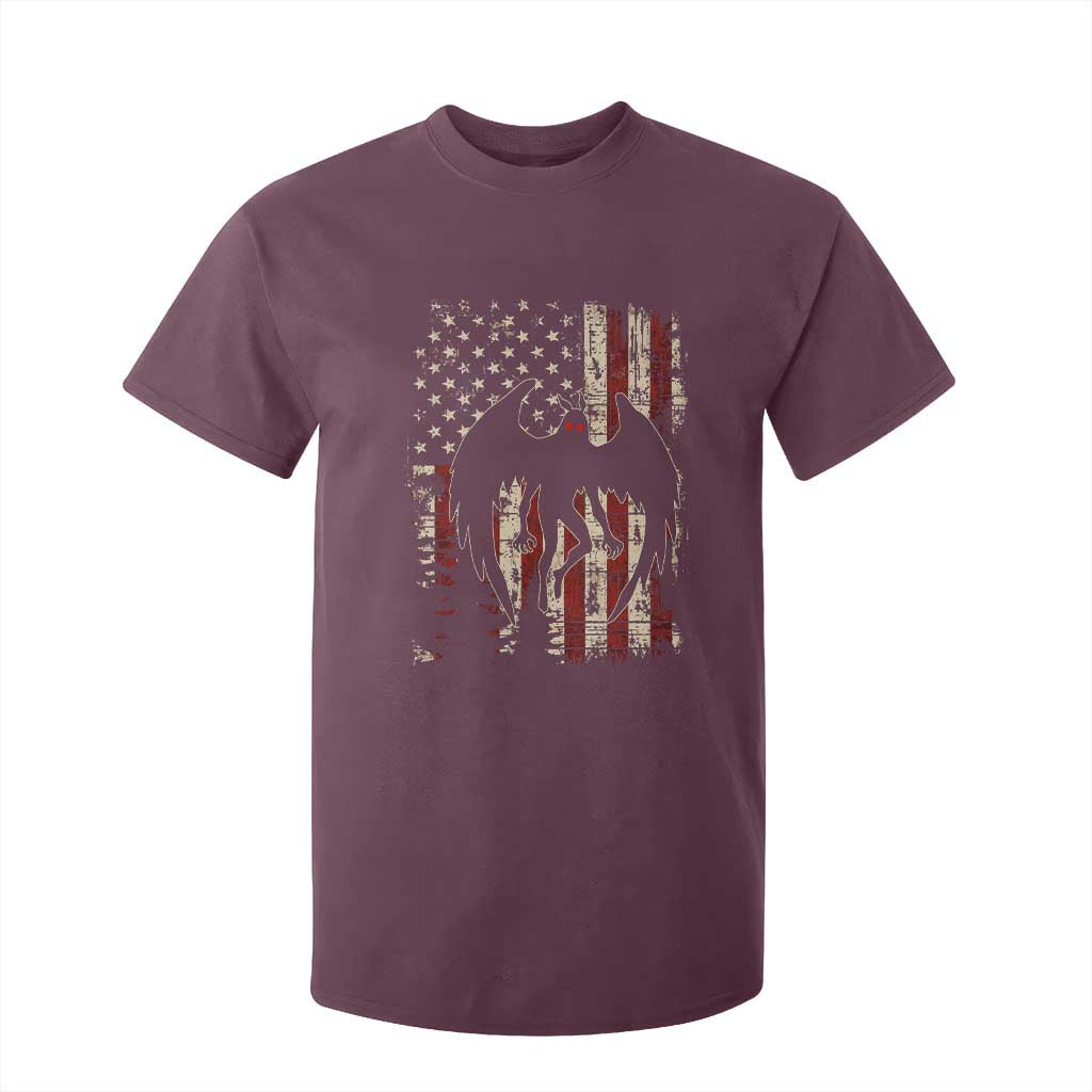 Mothman American Flag Patriotic Cryptid Creature T Shirt For Kid TS11 Maroon Print Your Wear