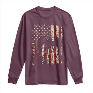 Mothman American Flag Patriotic Cryptid Creature Long Sleeve Shirt TS11 Maroon Print Your Wear
