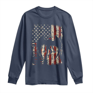 Mothman American Flag Patriotic Cryptid Creature Long Sleeve Shirt TS11 Navy Print Your Wear