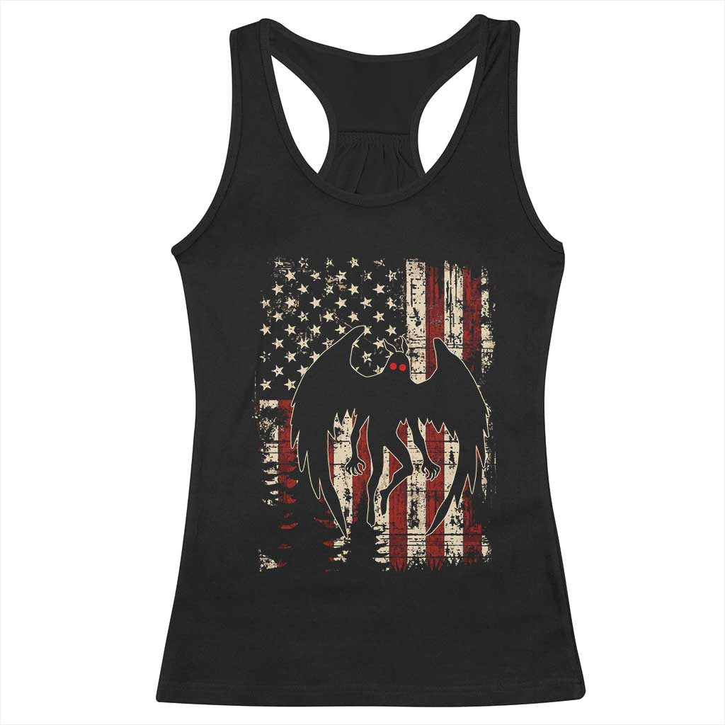 Mothman American Flag Patriotic Cryptid Creature Racerback Tank Top TS11 Black Print Your Wear
