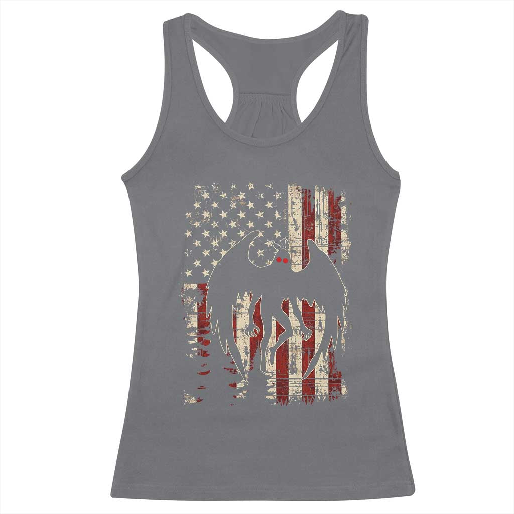 Mothman American Flag Patriotic Cryptid Creature Racerback Tank Top TS11 Charcoal Print Your Wear