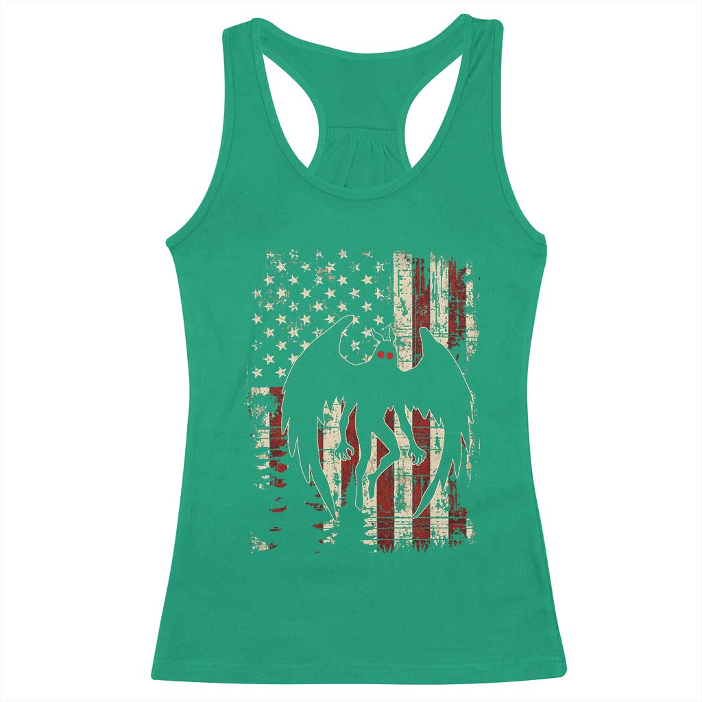Mothman American Flag Patriotic Cryptid Creature Racerback Tank Top TS11 Irish Green Print Your Wear
