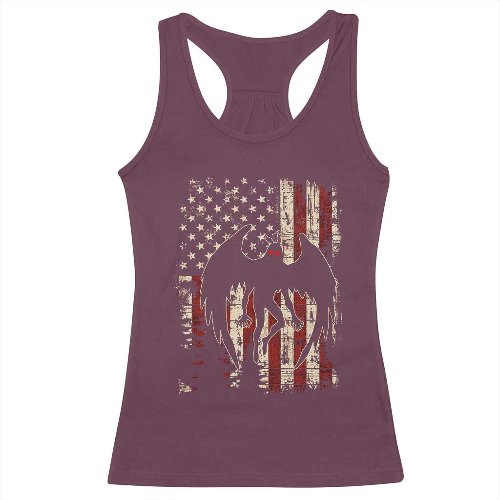 Mothman American Flag Patriotic Cryptid Creature Racerback Tank Top TS11 Maroon Print Your Wear