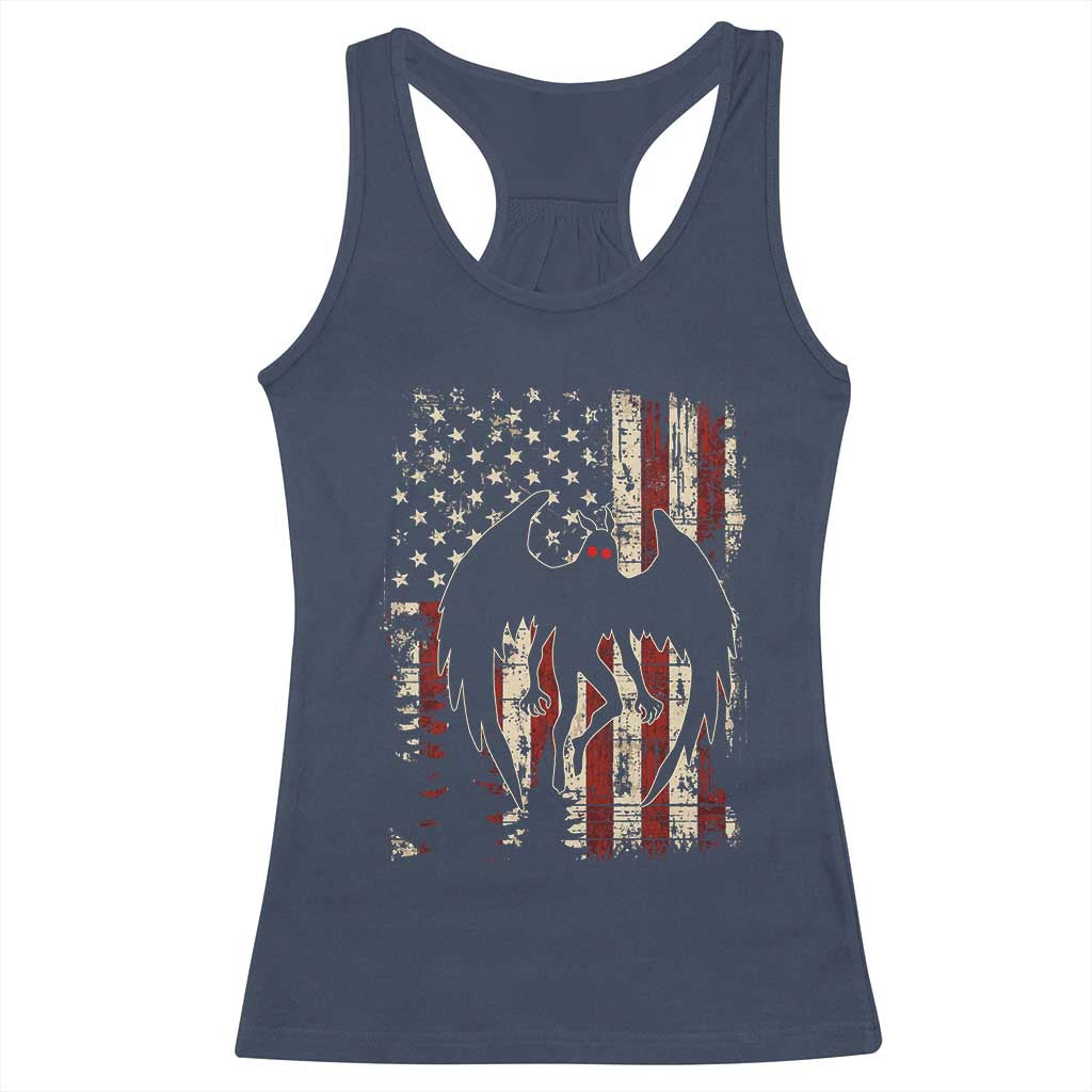 Mothman American Flag Patriotic Cryptid Creature Racerback Tank Top TS11 Navy Print Your Wear