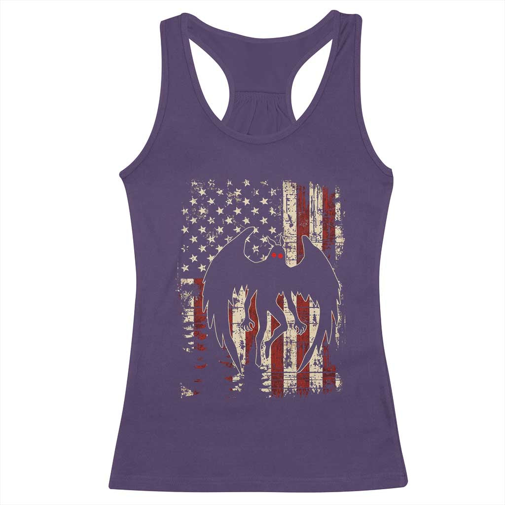Mothman American Flag Patriotic Cryptid Creature Racerback Tank Top TS11 Purple Print Your Wear