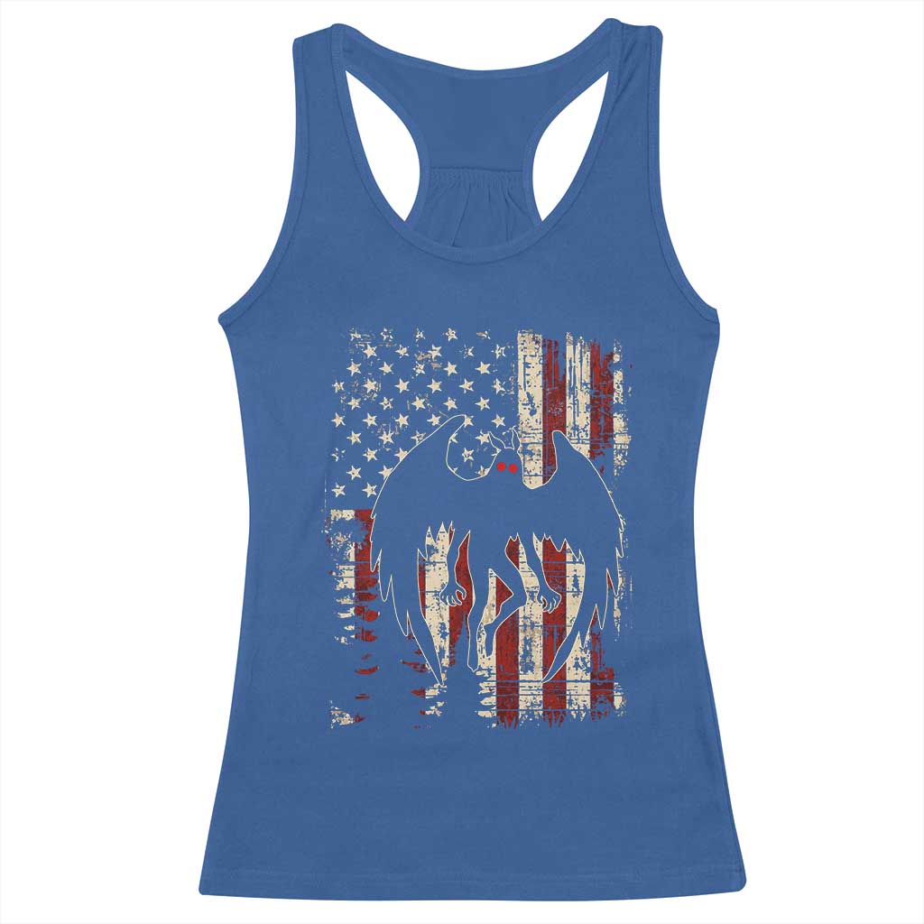 Mothman American Flag Patriotic Cryptid Creature Racerback Tank Top TS11 Royal Blue Print Your Wear