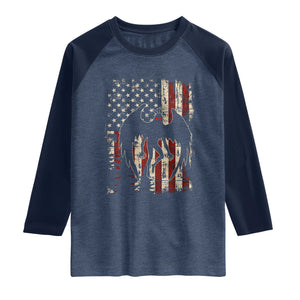 Mothman American Flag Patriotic Cryptid Creature Raglan Shirt TS11 Heather Denim Navy Print Your Wear
