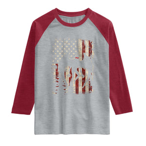 Mothman American Flag Patriotic Cryptid Creature Raglan Shirt TS11 Heather Gray Heather Red Print Your Wear
