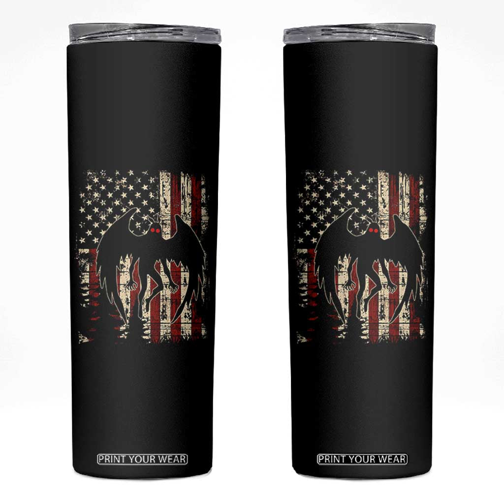 Mothman American Flag Patriotic Cryptid Creature Skinny Tumbler TS11 Black Print Your Wear