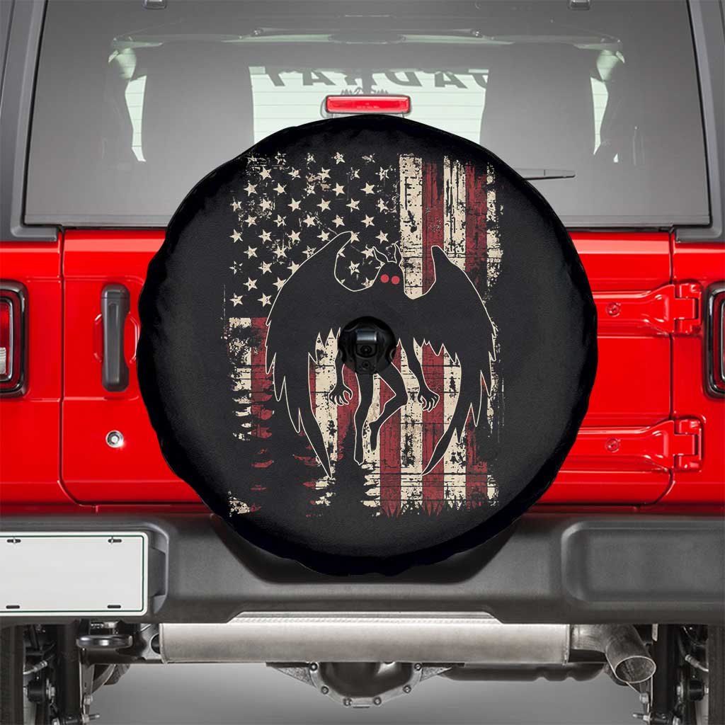 Mothman American Flag Patriotic Cryptid Creature Spare Tire Cover TS11 Black Print Your Wear
