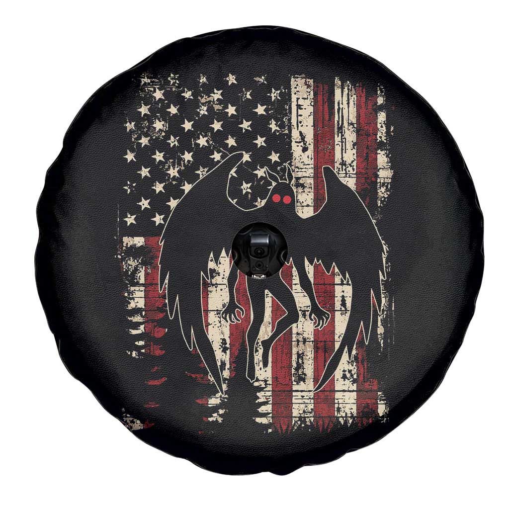 Mothman American Flag Patriotic Cryptid Creature Spare Tire Cover TS11 Print Your Wear