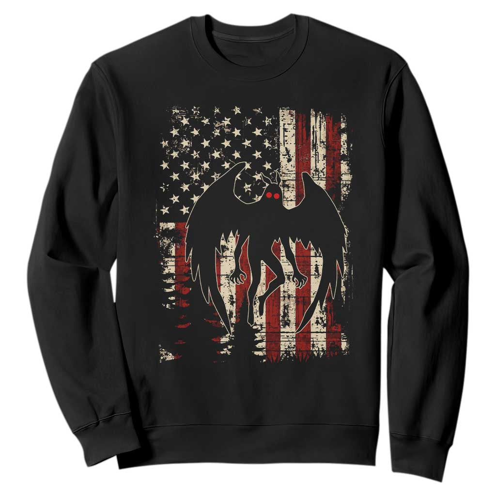 Mothman American Flag Patriotic Cryptid Creature Sweatshirt TS11 Black Print Your Wear