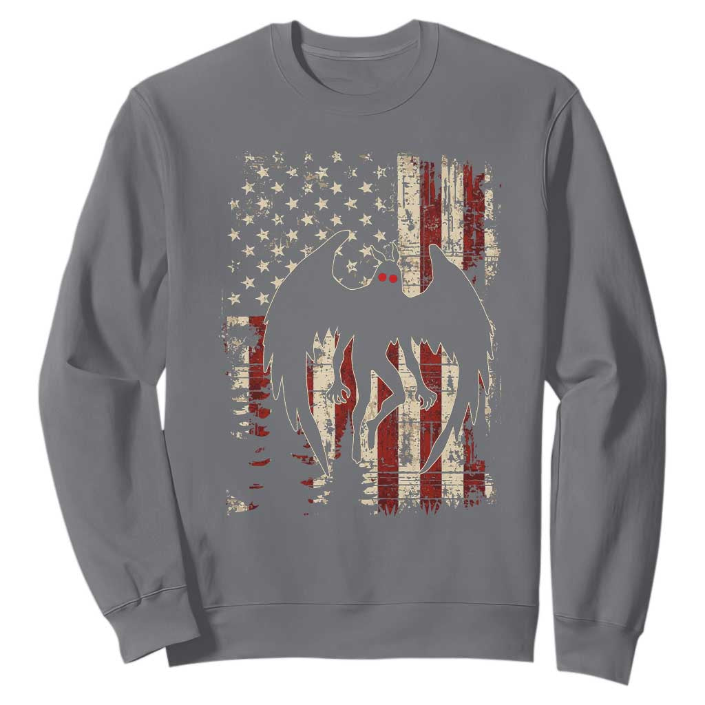 Mothman American Flag Patriotic Cryptid Creature Sweatshirt TS11 Charcoal Print Your Wear