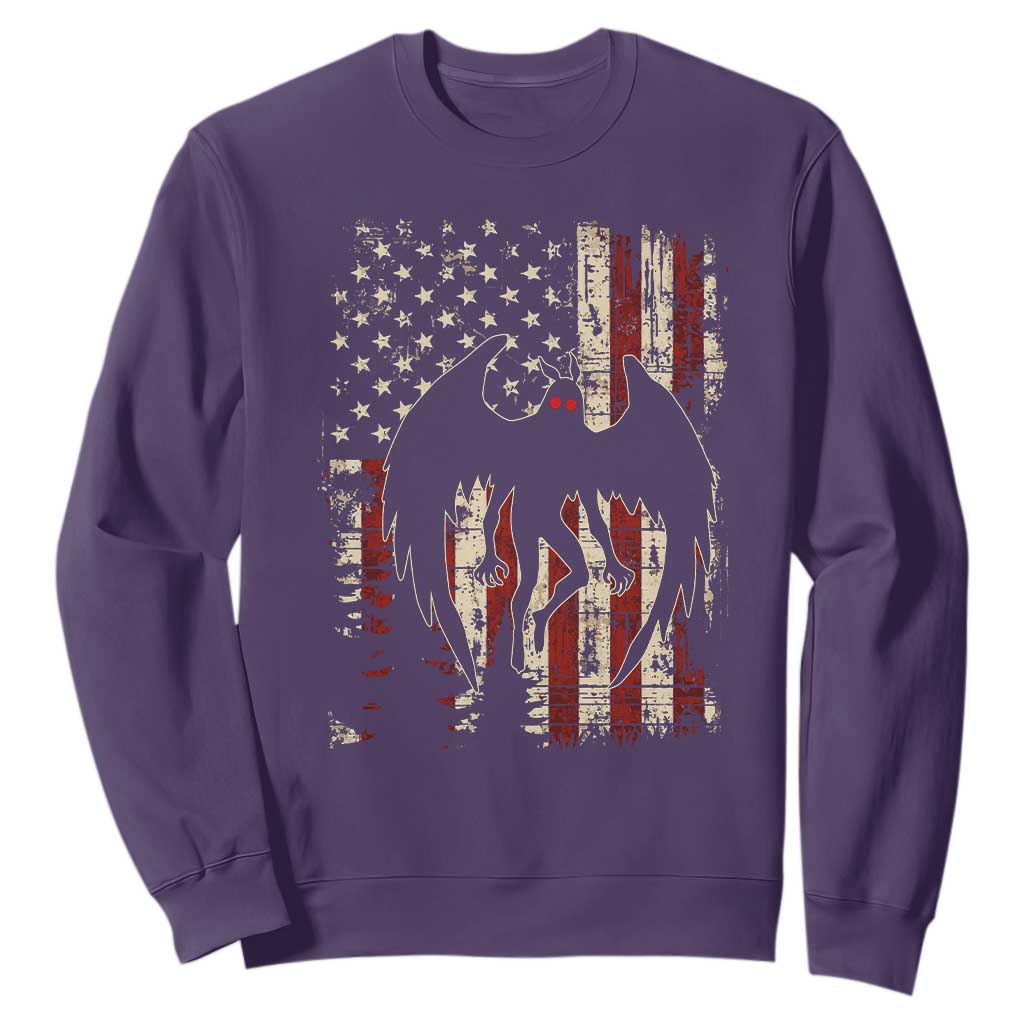 Mothman American Flag Patriotic Cryptid Creature Sweatshirt TS11 Purple Print Your Wear