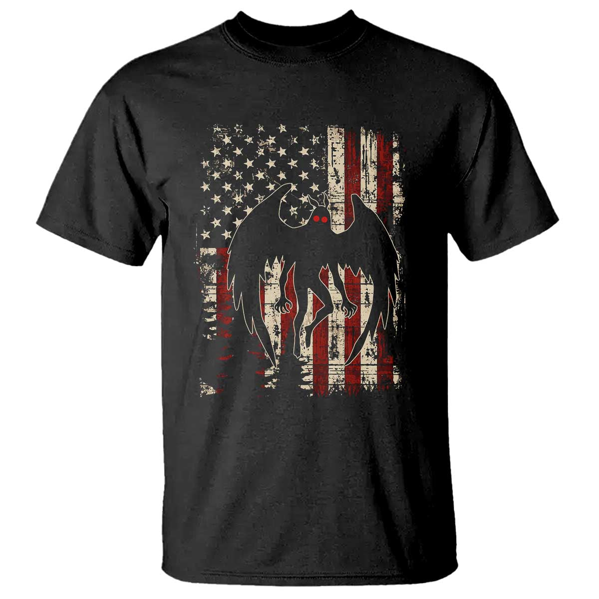 Mothman American Flag Patriotic Cryptid Creature T Shirt TS11 Black Print Your Wear