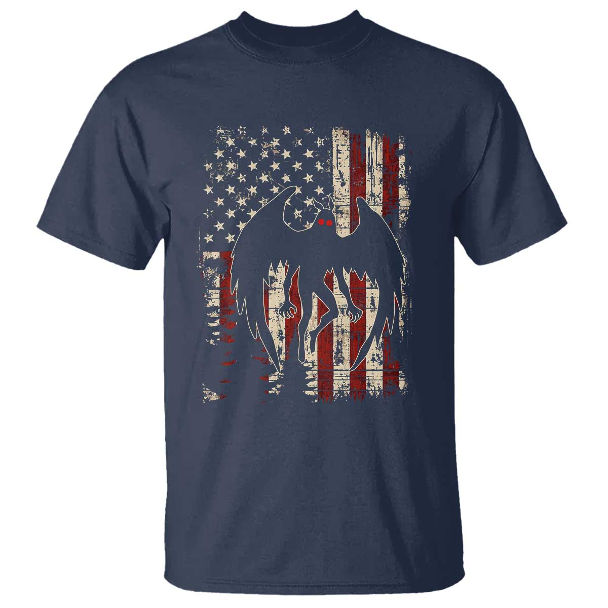 Mothman American Flag Patriotic Cryptid Creature T Shirt TS11 Navy Print Your Wear