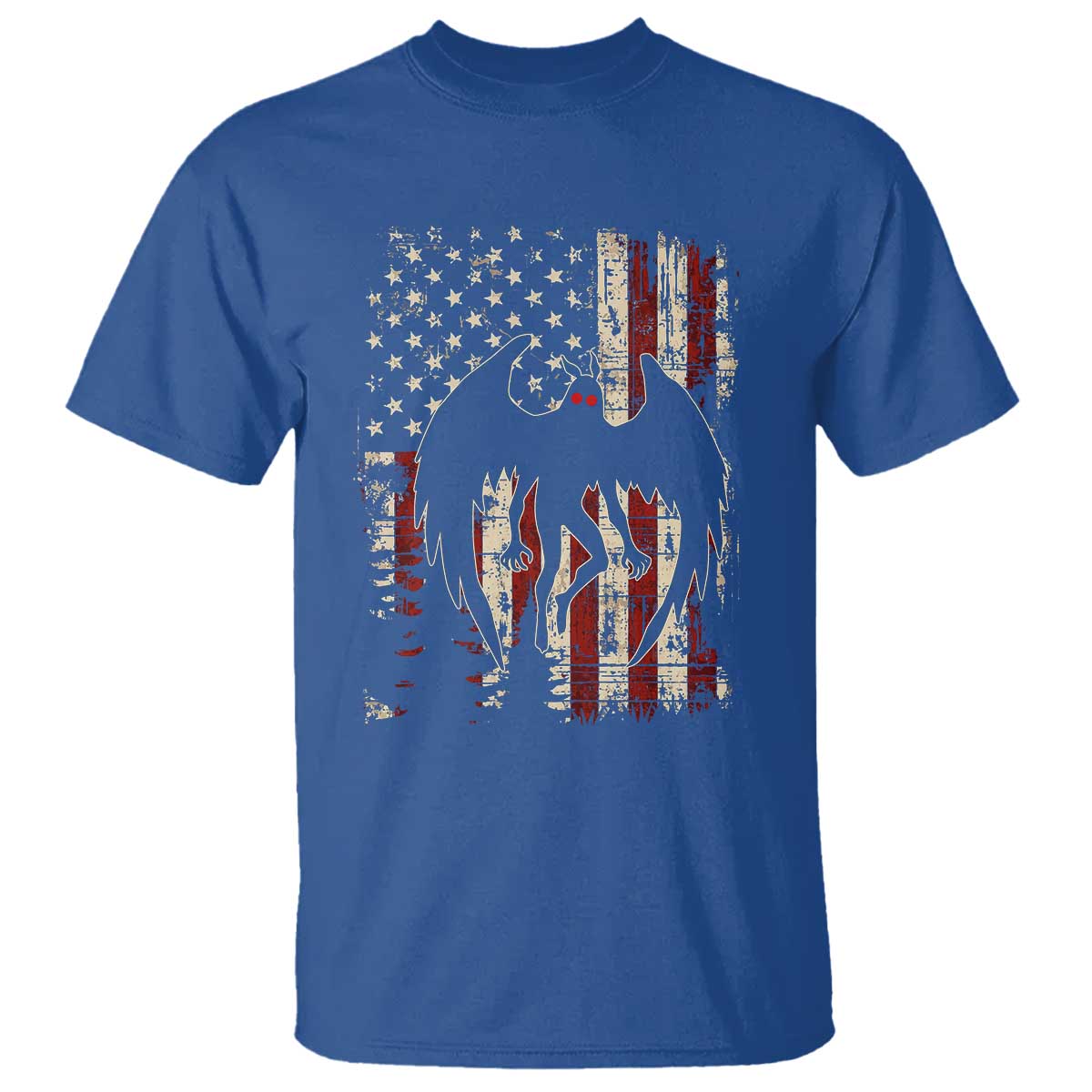 Mothman American Flag Patriotic Cryptid Creature T Shirt TS11 Royal Blue Print Your Wear