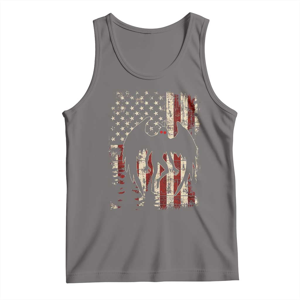 Mothman American Flag Patriotic Cryptid Creature Tank Top TS11 Deep Heather Print Your Wear