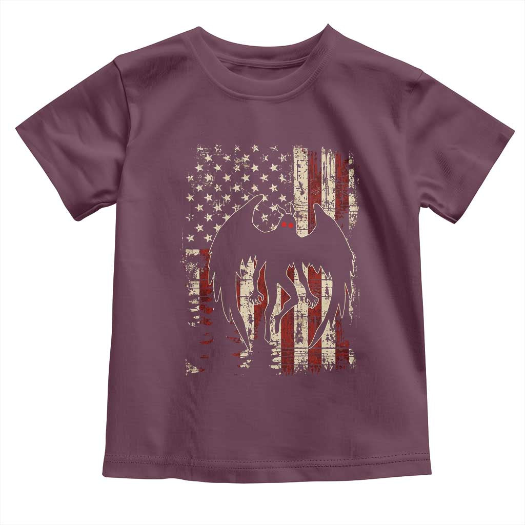 Mothman American Flag Patriotic Cryptid Creature Toddler T Shirt TS11 Maroon Print Your Wear
