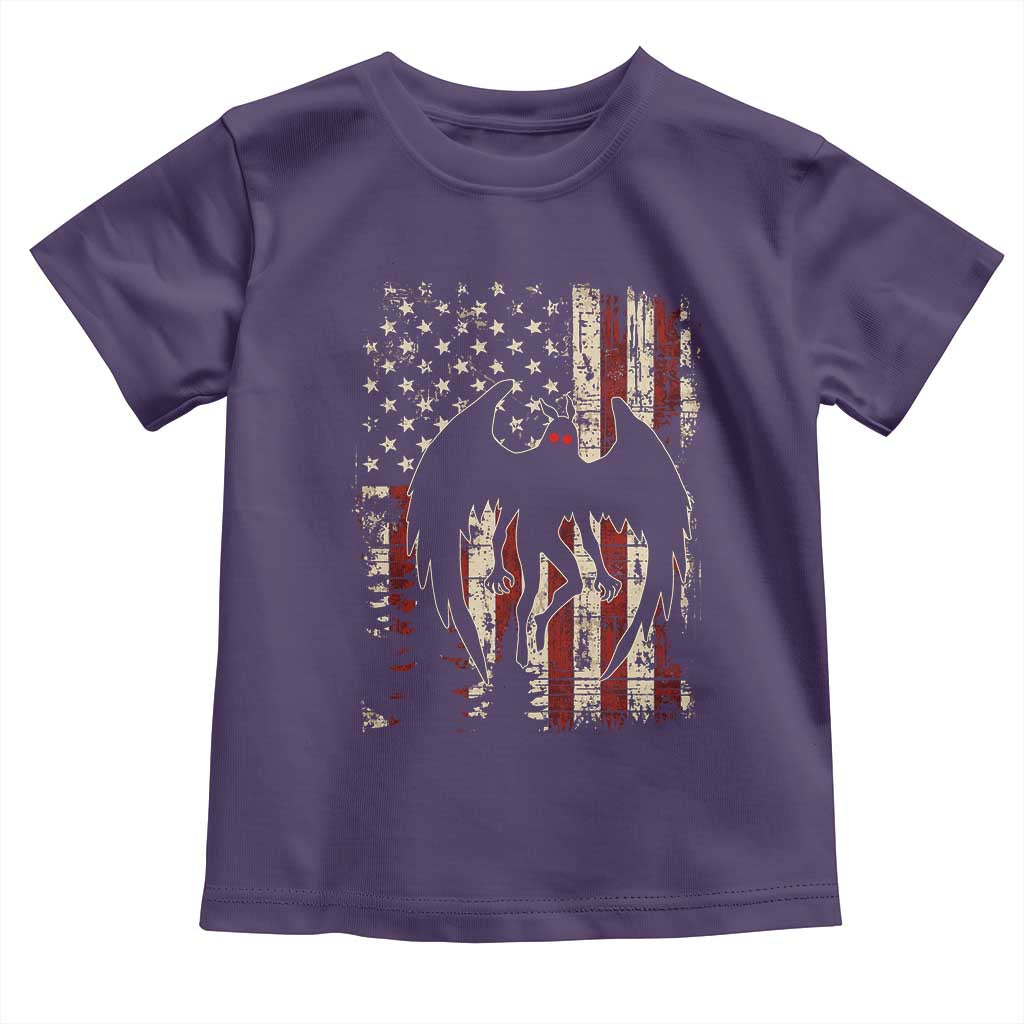 Mothman American Flag Patriotic Cryptid Creature Toddler T Shirt TS11 Purple Print Your Wear